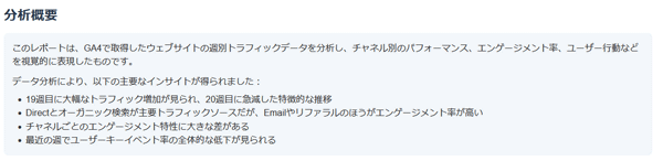 図10.ビジュアルレポートの分析概要.